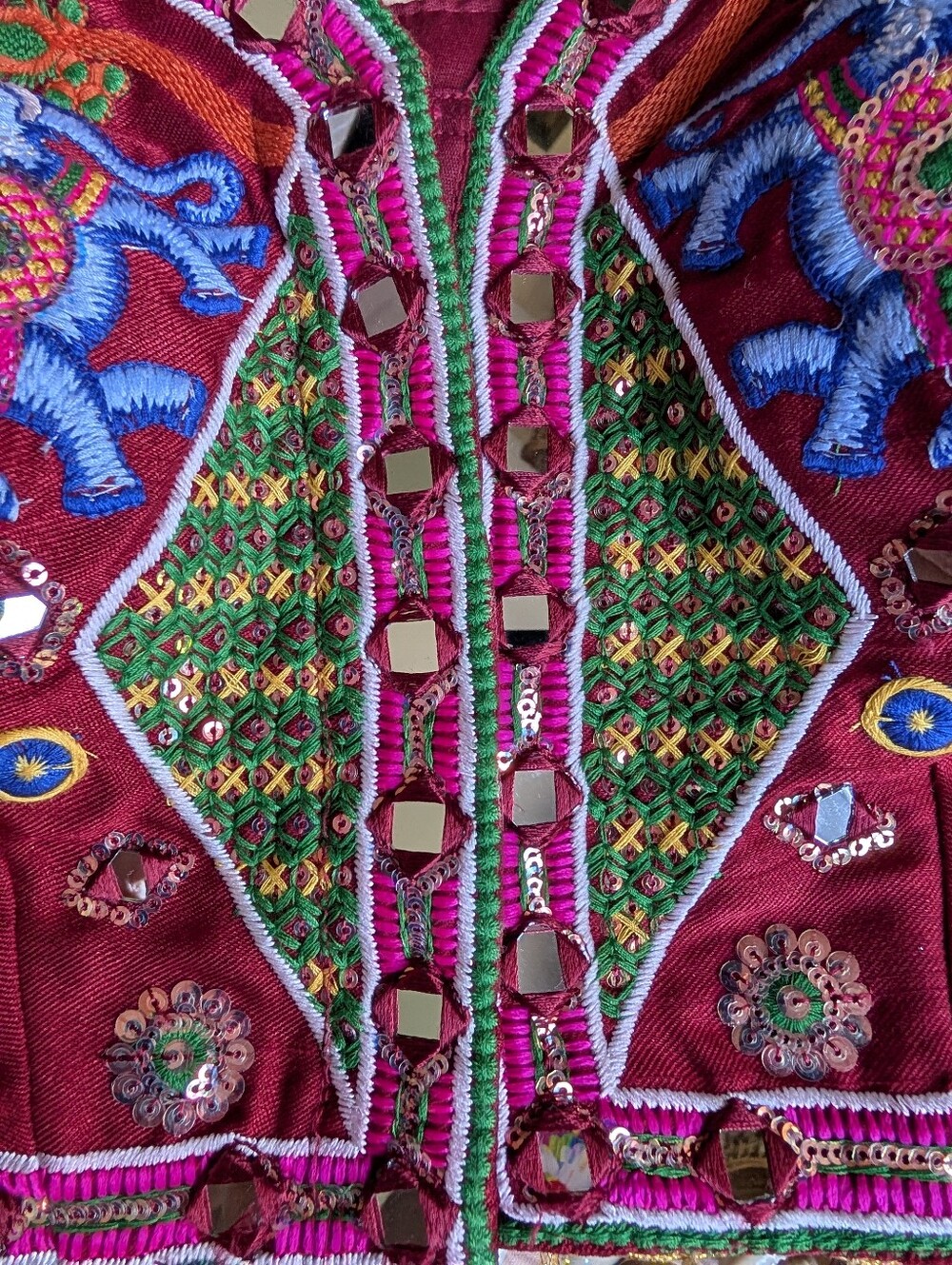 Embroidered Magenta Elephant Crop Top - Picture 7 of 14